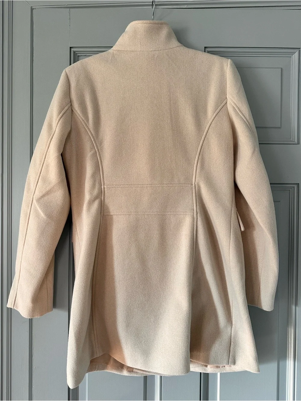 Vince Camuto Cream/Oatmeal Funnel Neck Zip Front Coat Jacket Medium